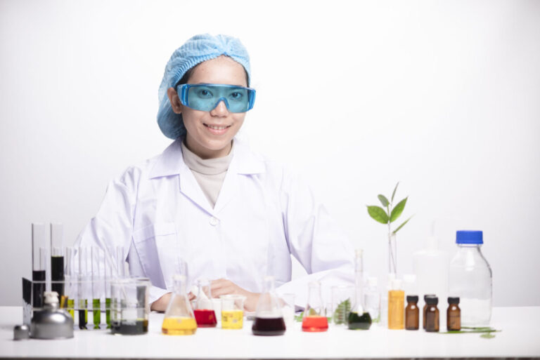 A Girl Technician Scientist In A Medical Laboratory