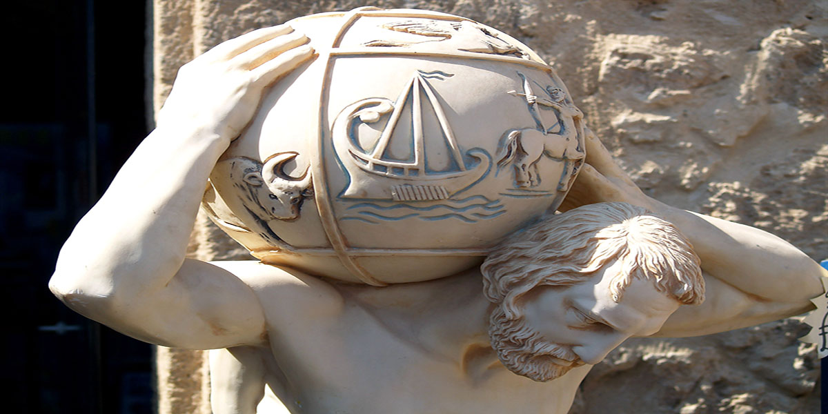 Detail,From,Atlas,Statue,At,Paphos,Town,In,Cyprus.