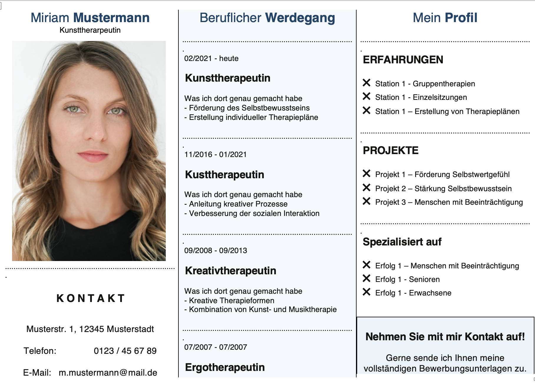 Screenshot Bewerbungsflyer kreative Bewerbung