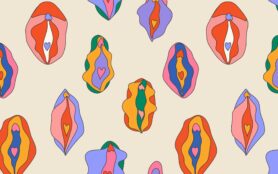 Seamless,Pattern,With,Beauty,Female,Reproductive,System.,Vulva.,Illustrator,A